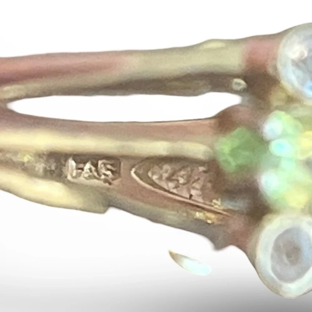 Vermeil Gold Multi-Gemstone Topaz Garnet Amethyst  Peridot Citrine Ring Size 8